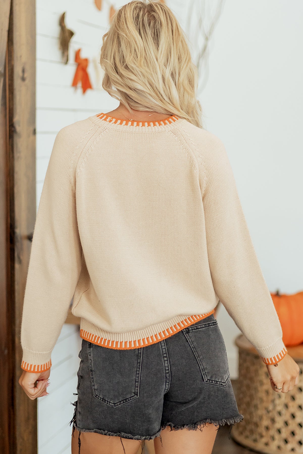 Embroidery Pumpkin Sweater