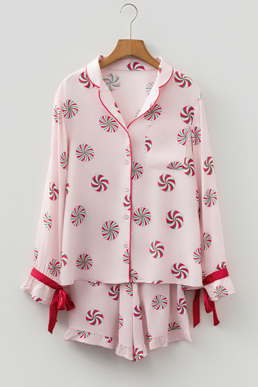 Christmas Candy Silky 2pcs Pajama Set