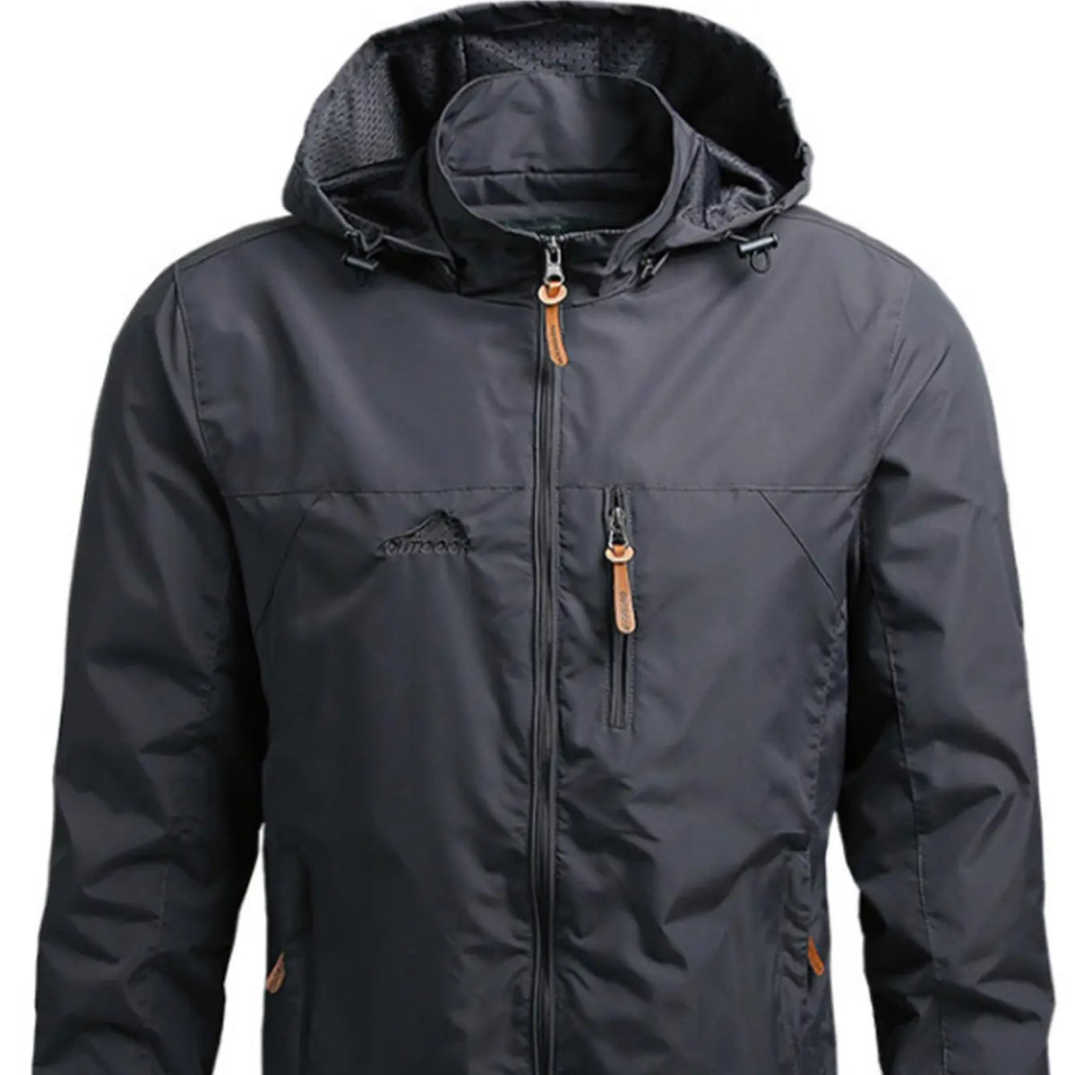 Men's Lightweight Detachable Hood Zipper Multi-Pocket Casual Windbreaker