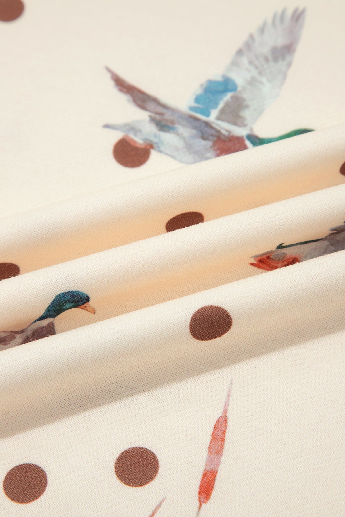 Polka Dot Mallard Print Crewneck Pullover 2-Piece Pants Set