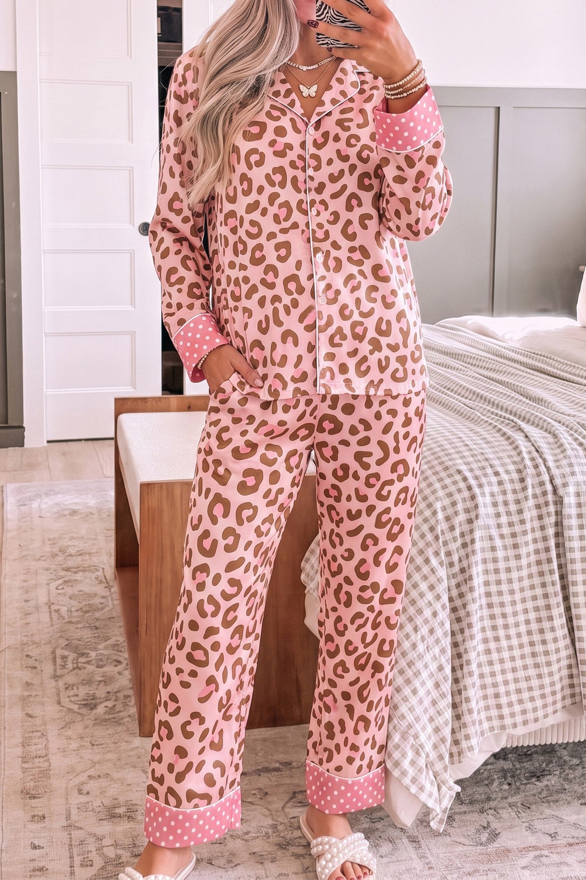 Pink Leopard 2pcs Pajama Set