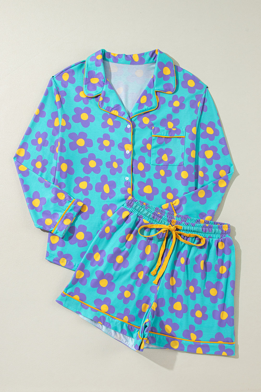 Green Flower Print 2 pc pajama set