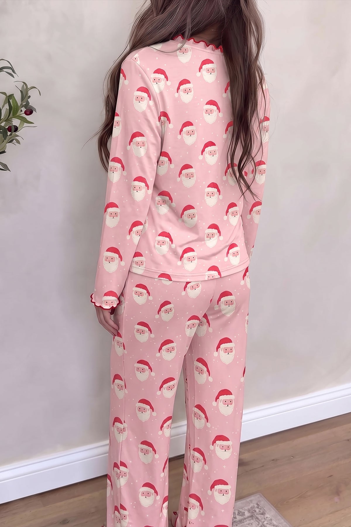 Pink Christmas Santa Lounge Pant Set