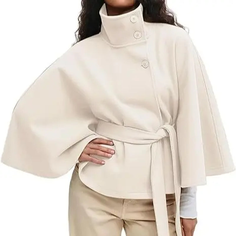 Poncho Pea Coat for Women Wool Blend