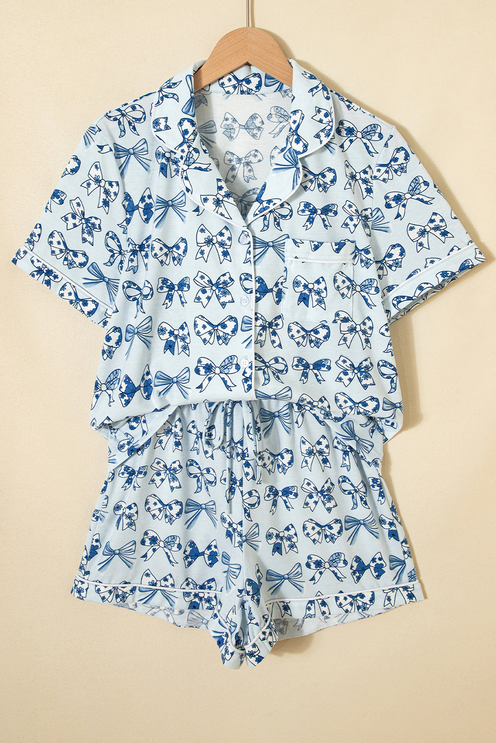 Bow Print Short Pajama Set