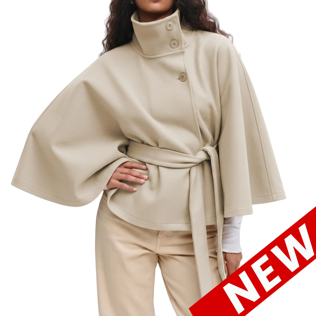 Poncho Pea Coat for Women Wool Blend