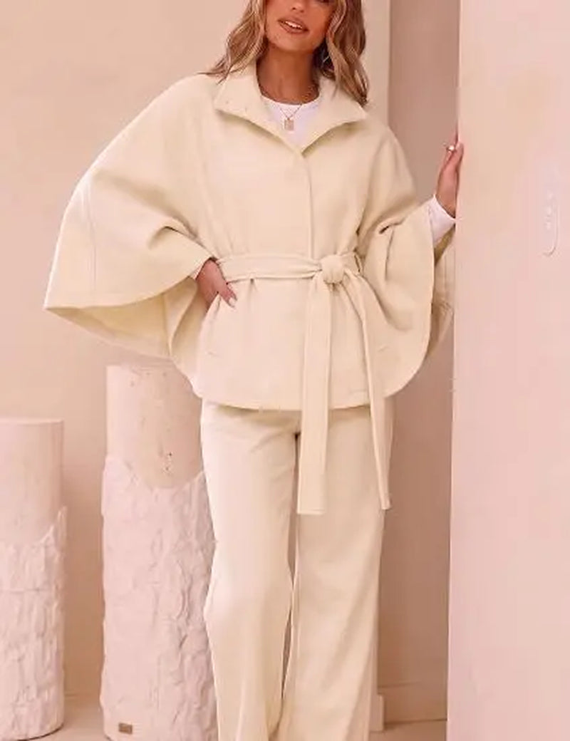 Poncho Pea Coat for Women Wool Blend