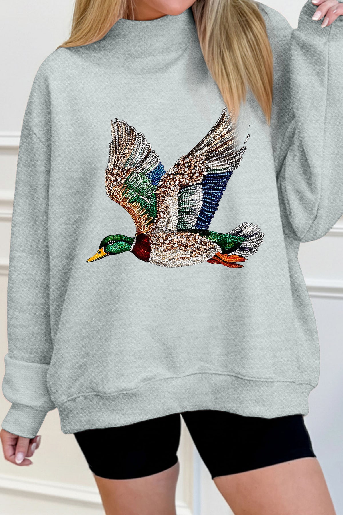 Western Style Mallard Mock Neck Sweatshirt
