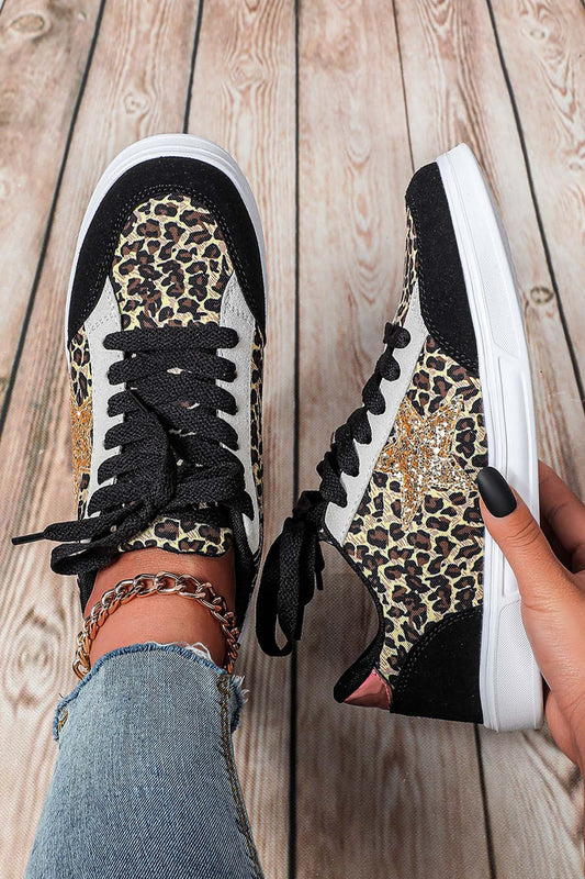 Glitter Star Patchwork Lace-up Shoes