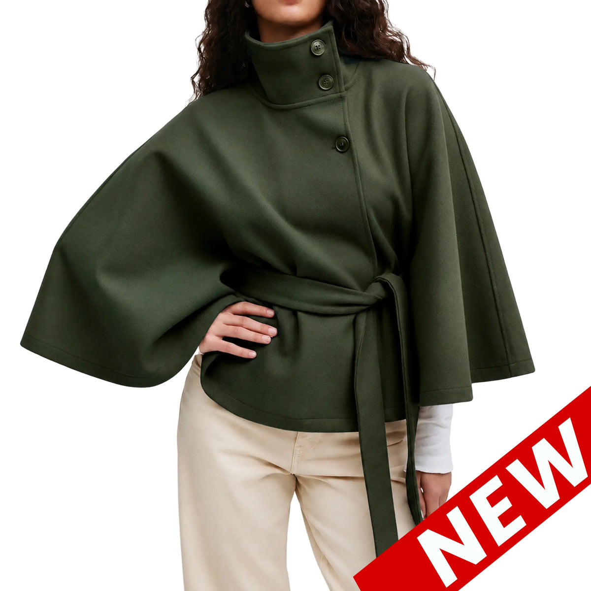 Poncho Pea Coat for Women Wool Blend