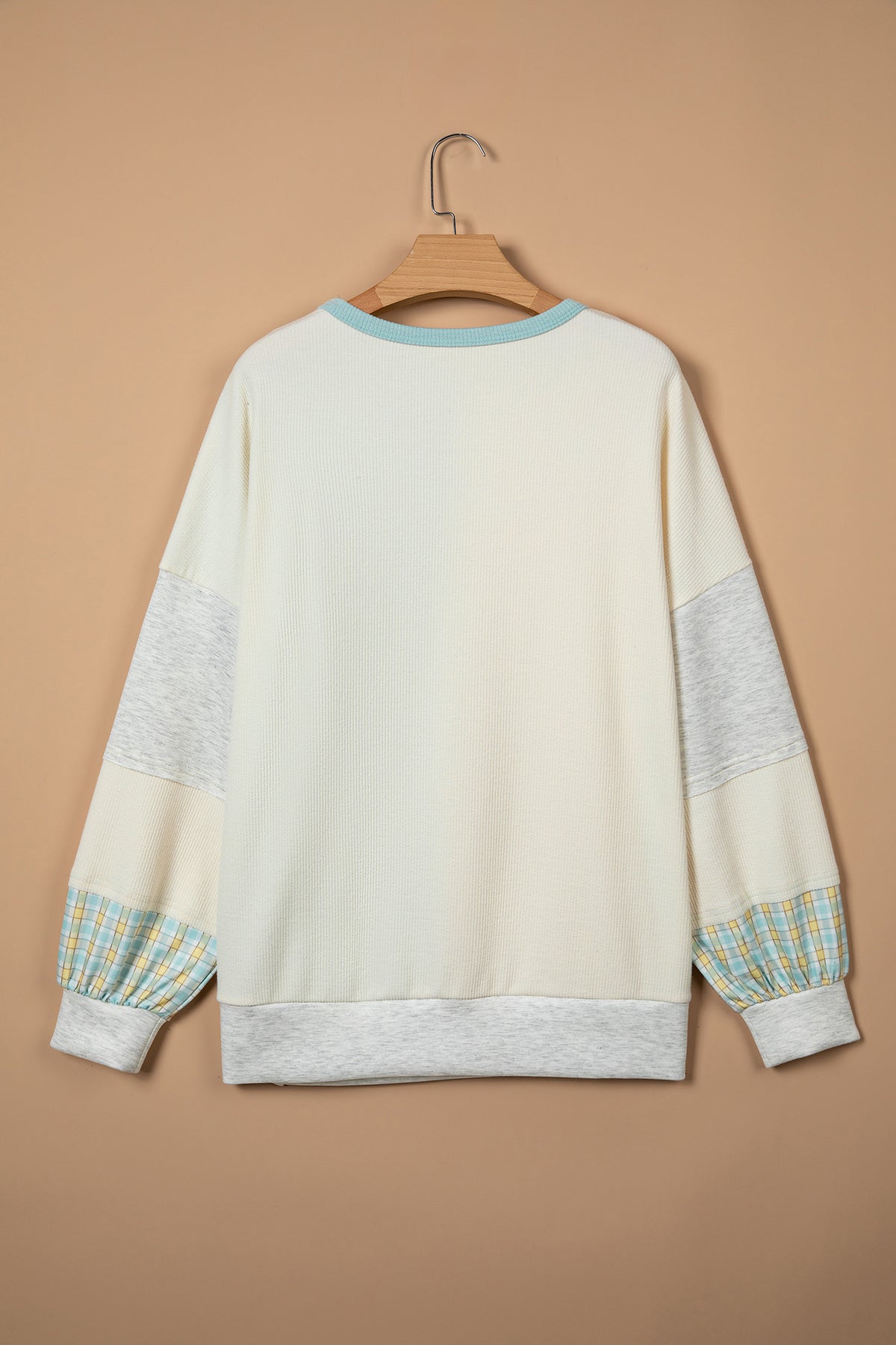 Light Blue Plaid Patchwork Top
