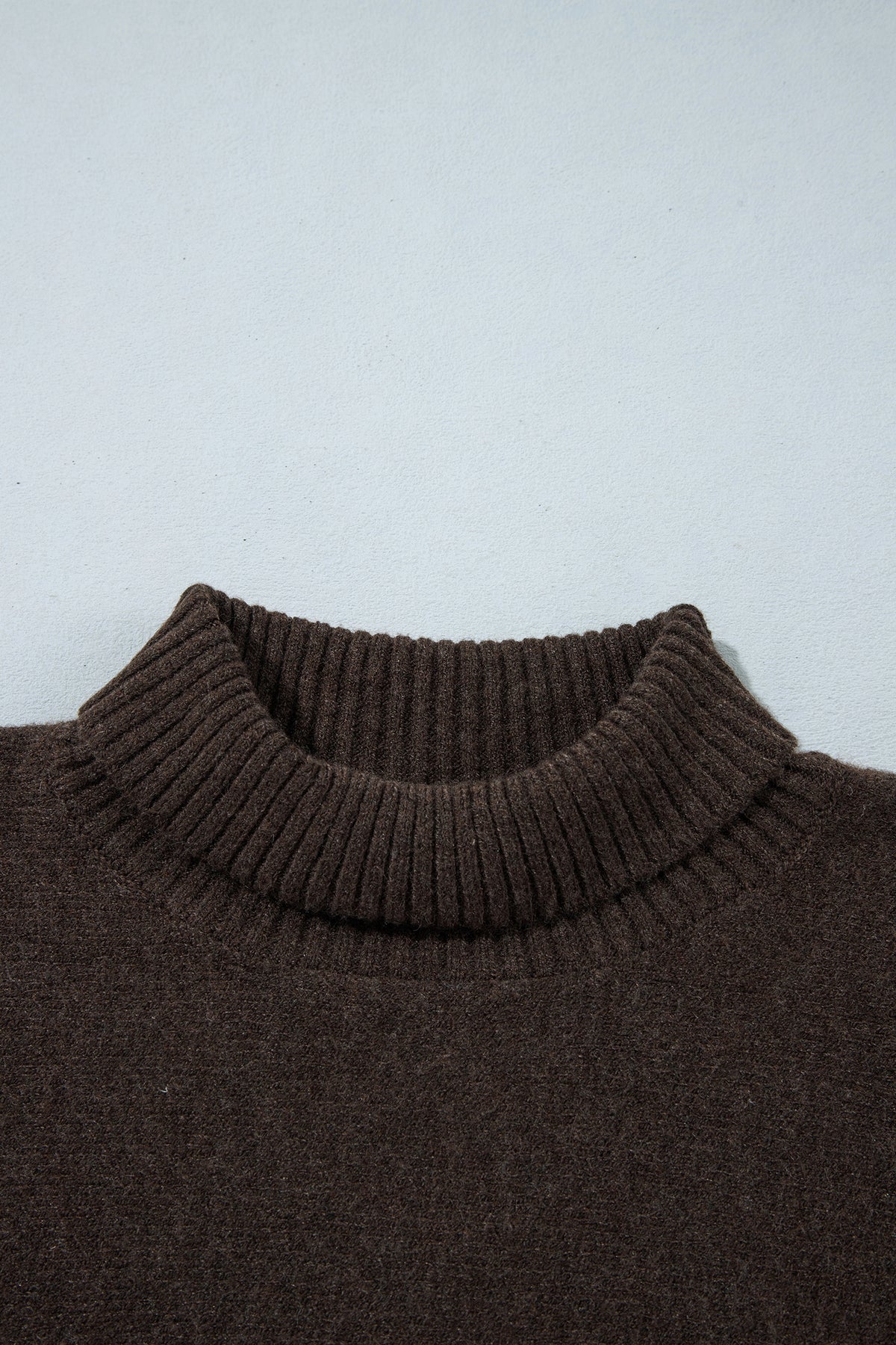 Ribbed Trim High Neck Short Sleeve Sweater