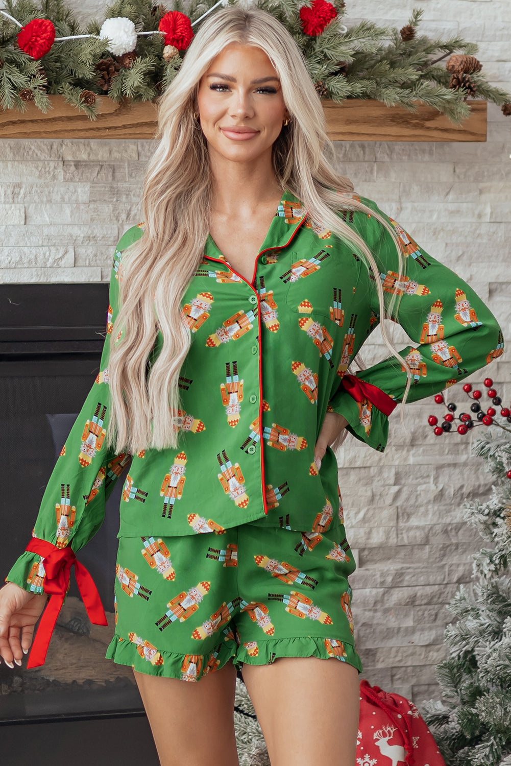 Christmas Candy Silky 2pcs Pajama Set