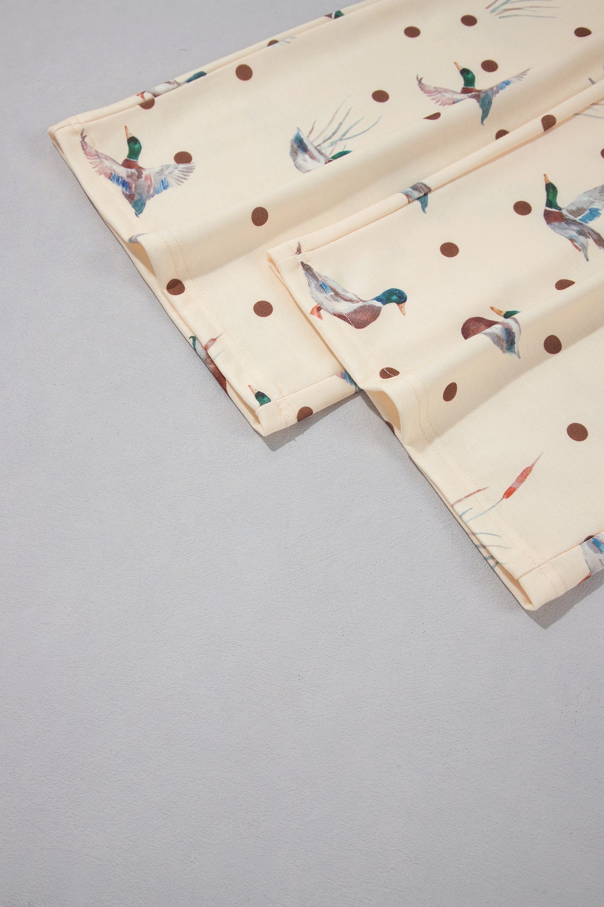 Polka Dot Mallard Print Crewneck Pullover 2-Piece Pants Set