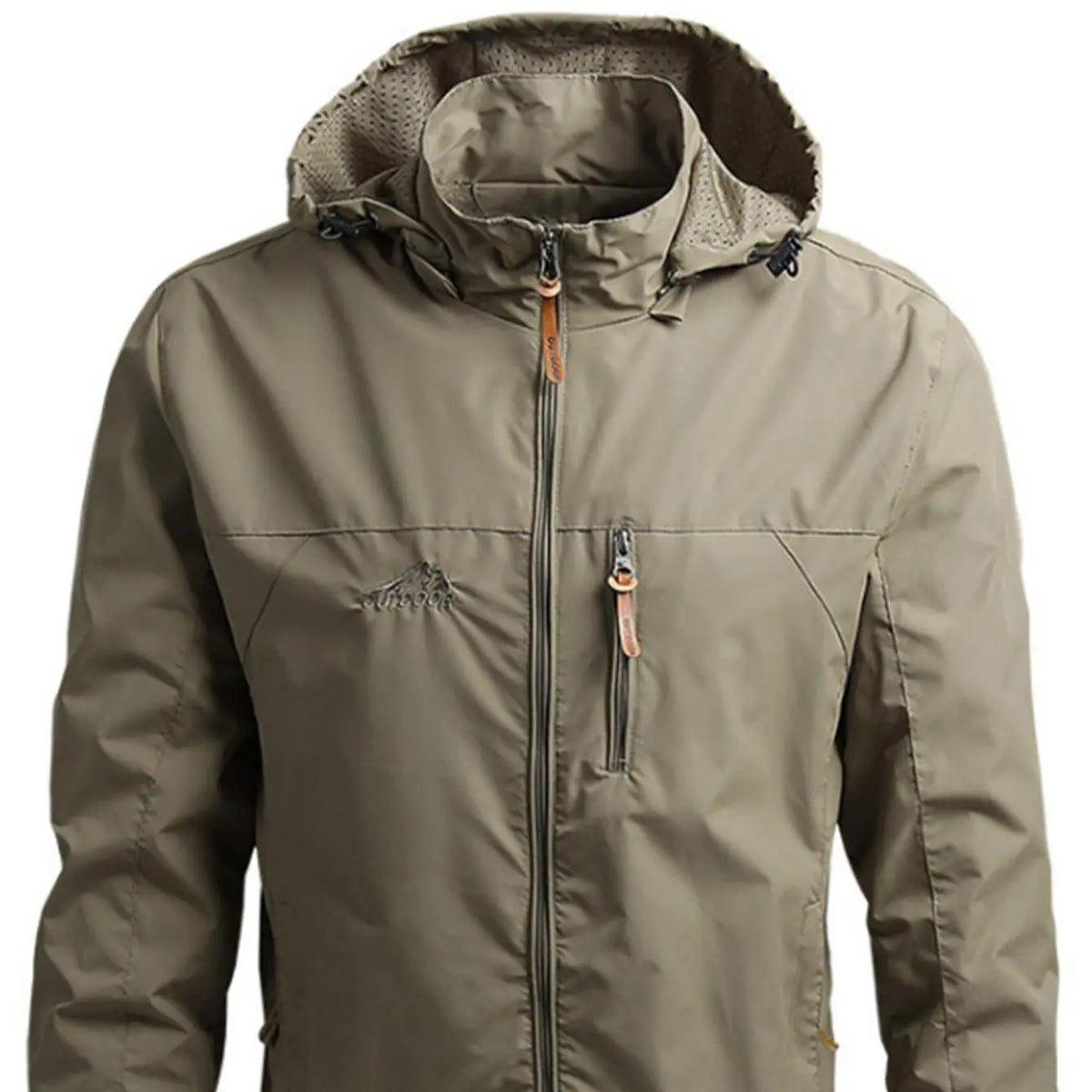 Men's Lightweight Detachable Hood Zipper Multi-Pocket Casual Windbreaker