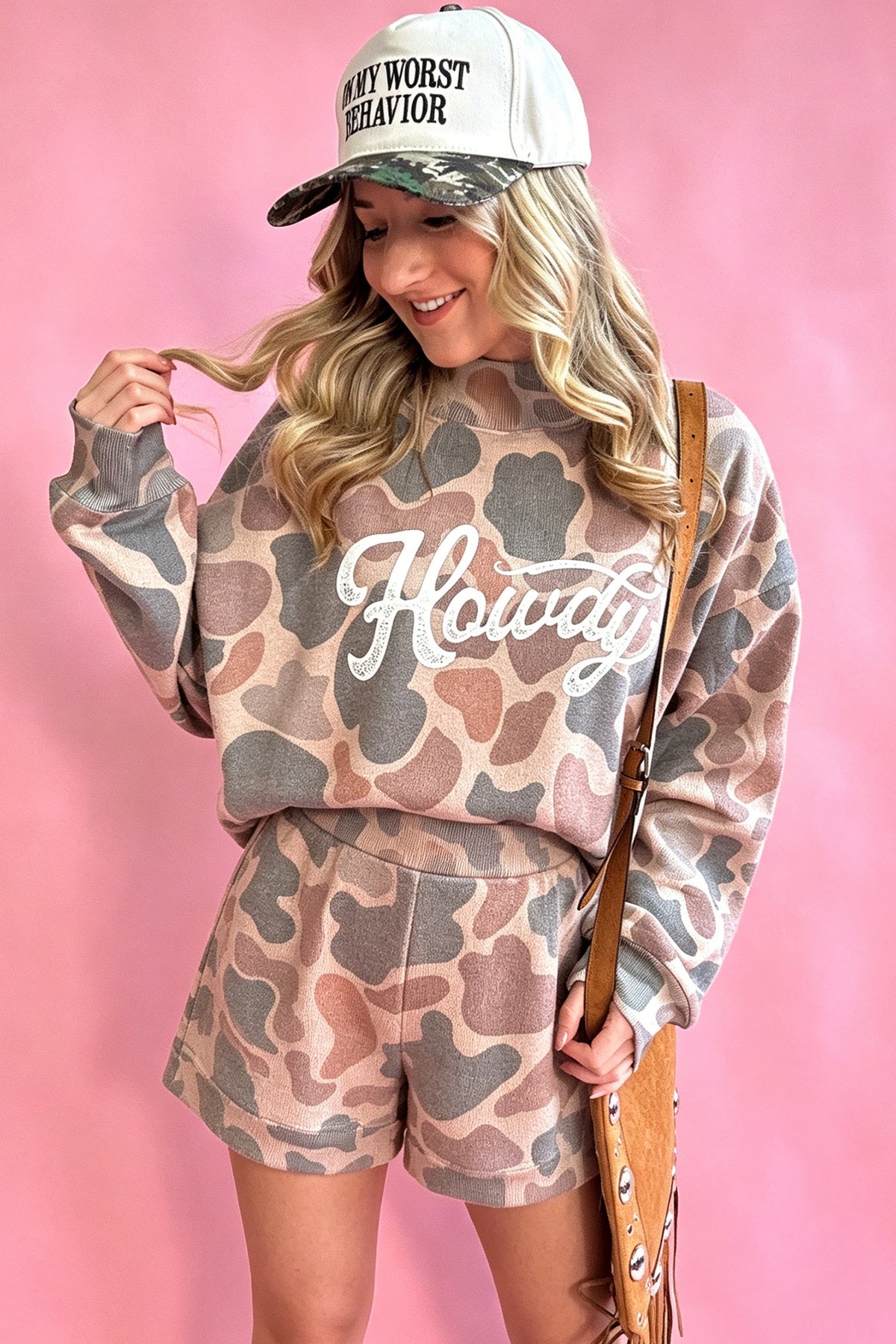 Howdy Camouflage High Neck Top and Shorts Set