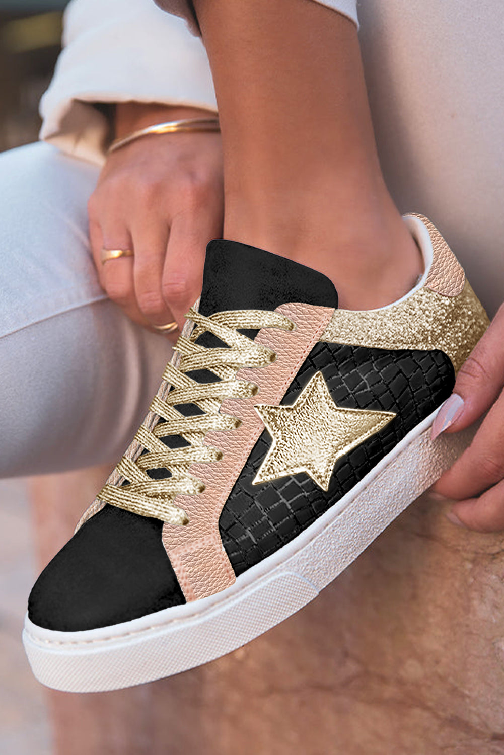 Dearlove Glitter Star Lace-up Sneakers