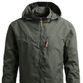 Men's Lightweight Detachable Hood Zipper Multi-Pocket Casual Windbreaker