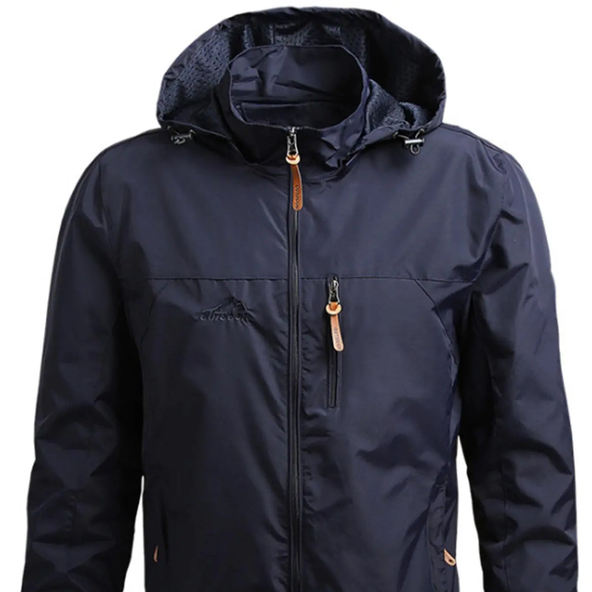 Men's Lightweight Detachable Hood Zipper Multi-Pocket Casual Windbreaker