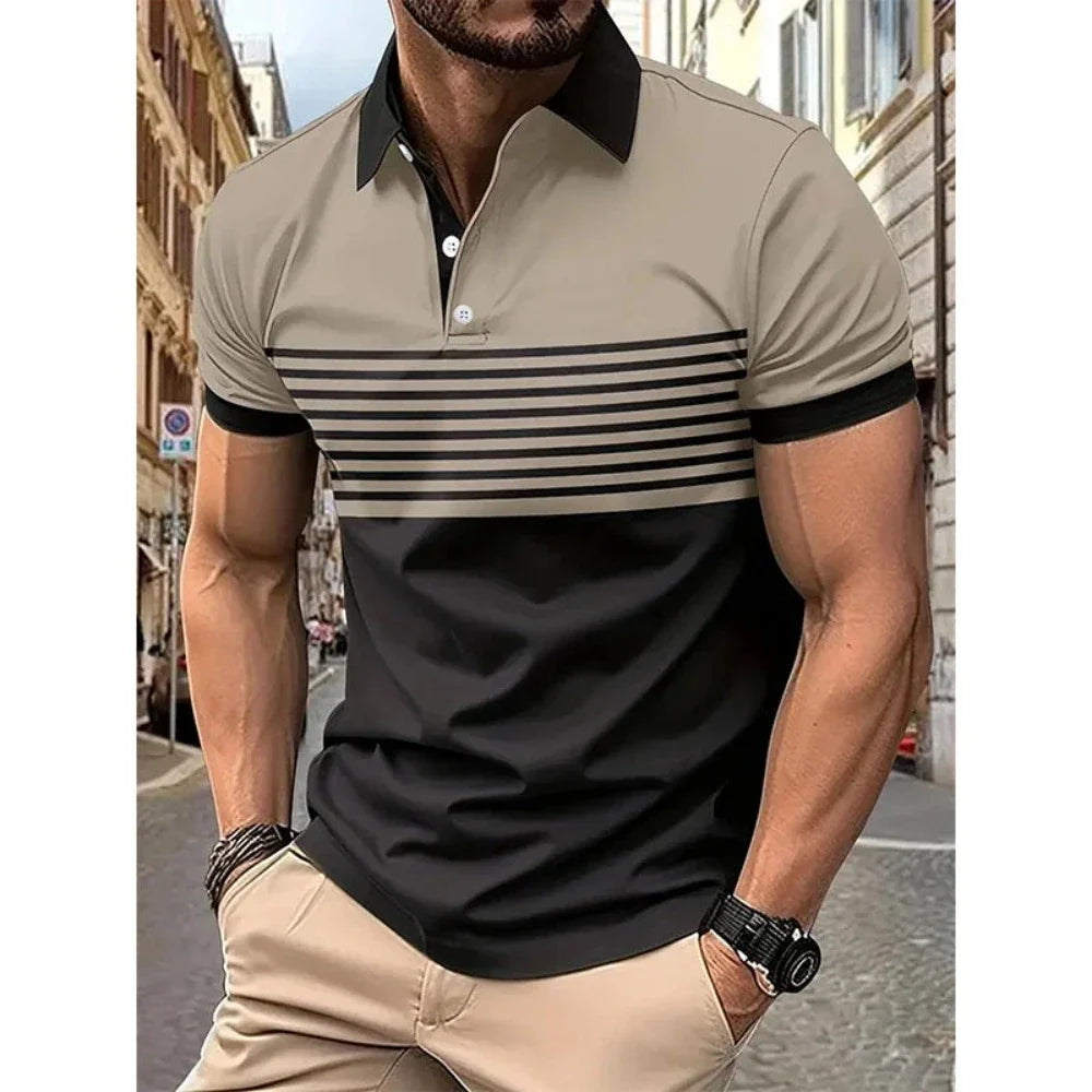 Men’s Stripe Short Sleeve Polo Shirt
