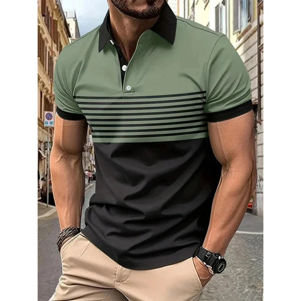 Men’s Stripe Short Sleeve Polo Shirt