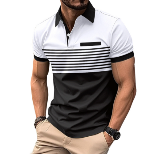 Men’s Stripe Short Sleeve Polo Shirt