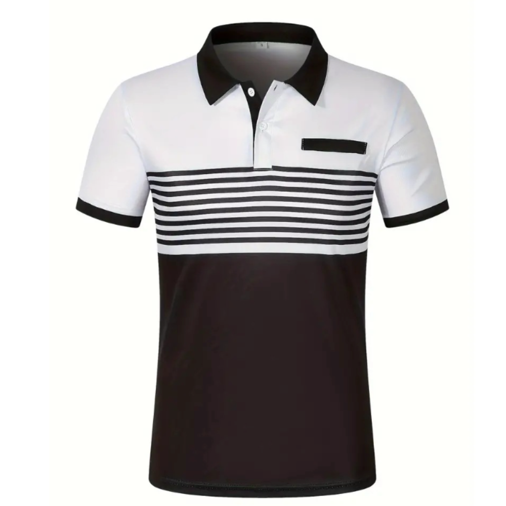 Men’s Stripe Short Sleeve Polo Shirt
