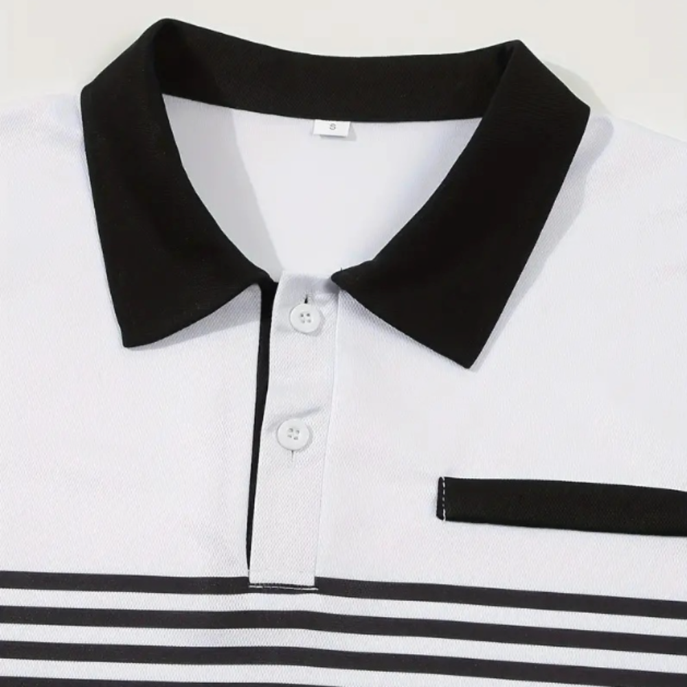 Men’s Stripe Short Sleeve Polo Shirt