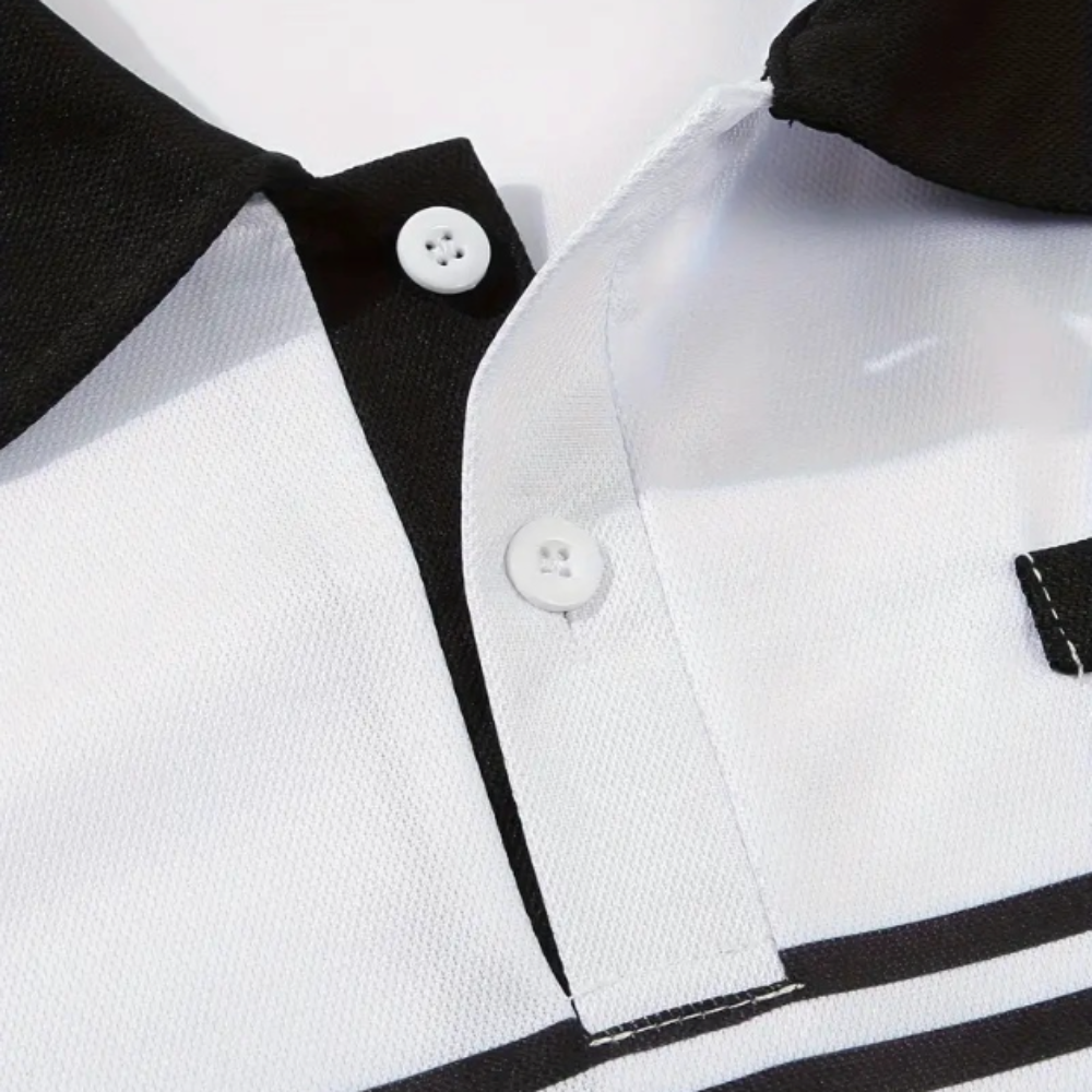 Men’s Stripe Short Sleeve Polo Shirt