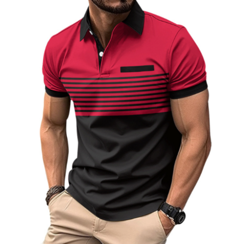 Men’s Stripe Short Sleeve Polo Shirt