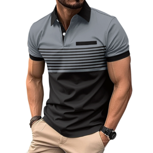 Men’s Stripe Short Sleeve Polo Shirt