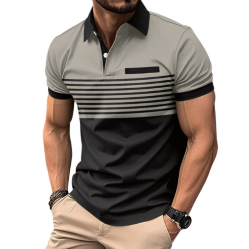 Men’s Stripe Short Sleeve Polo Shirt