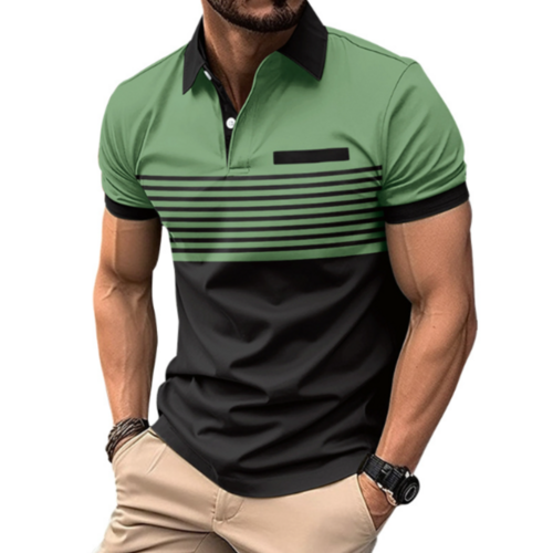Men’s Stripe Short Sleeve Polo Shirt