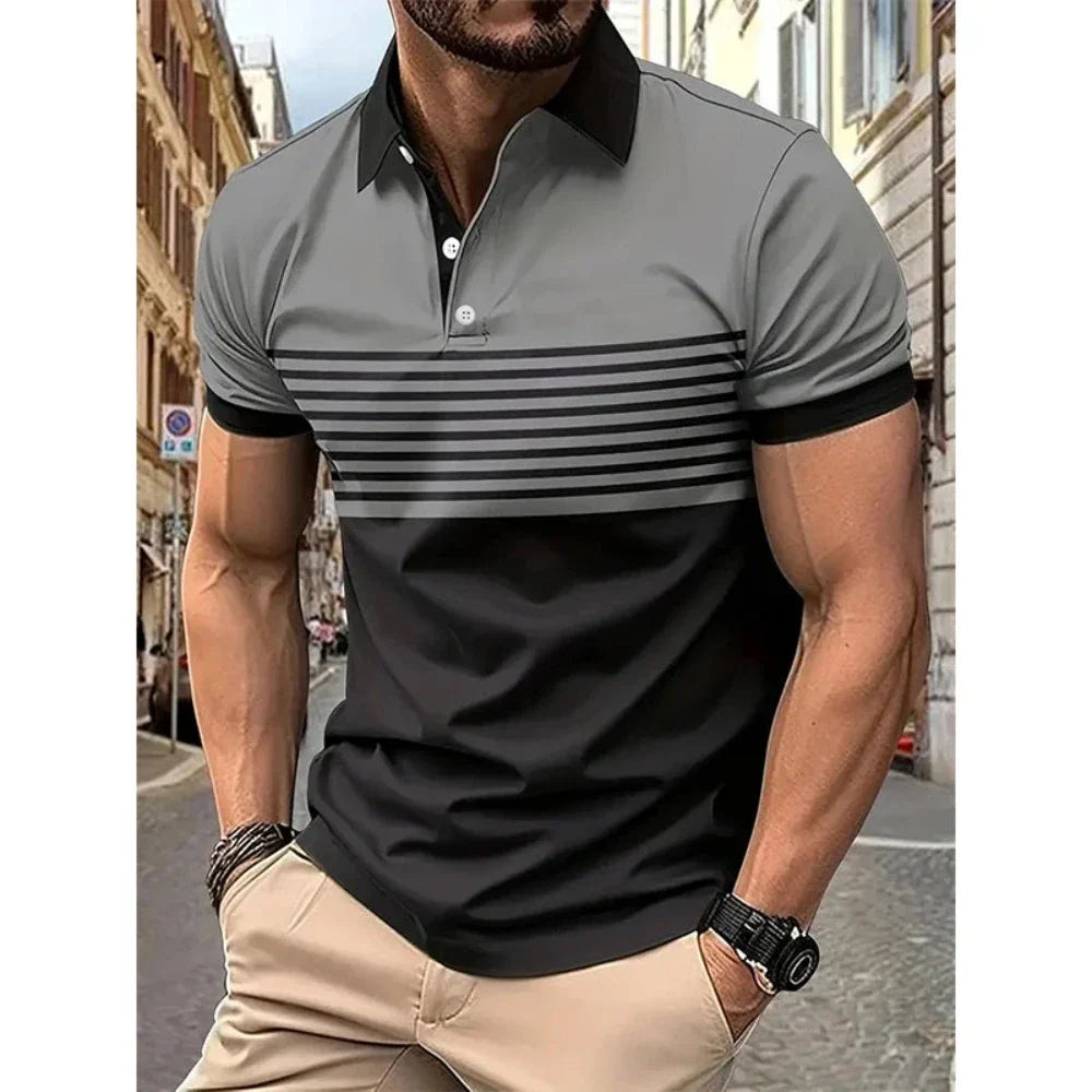 Men’s Stripe Short Sleeve Polo Shirt