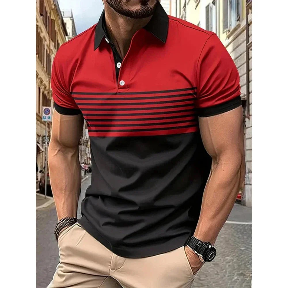 Men’s Stripe Short Sleeve Polo Shirt