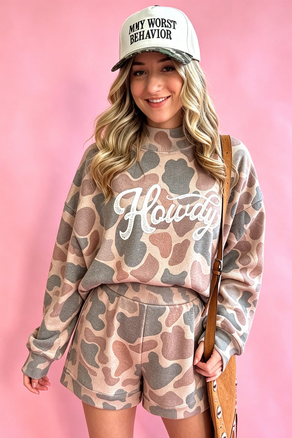 Howdy Camouflage High Neck Top and Shorts Set
