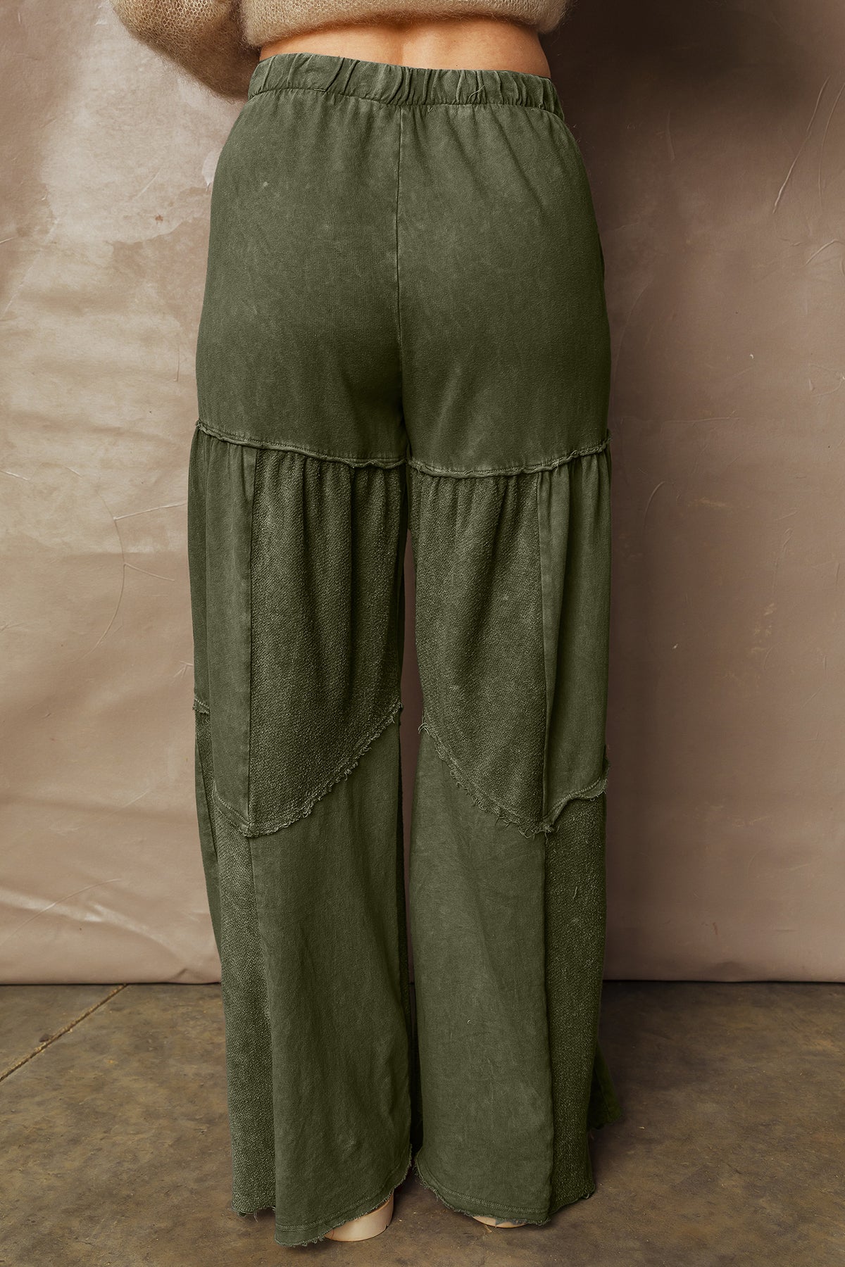 Mineral Wash Tiered Wide Leg Drawstring Pants