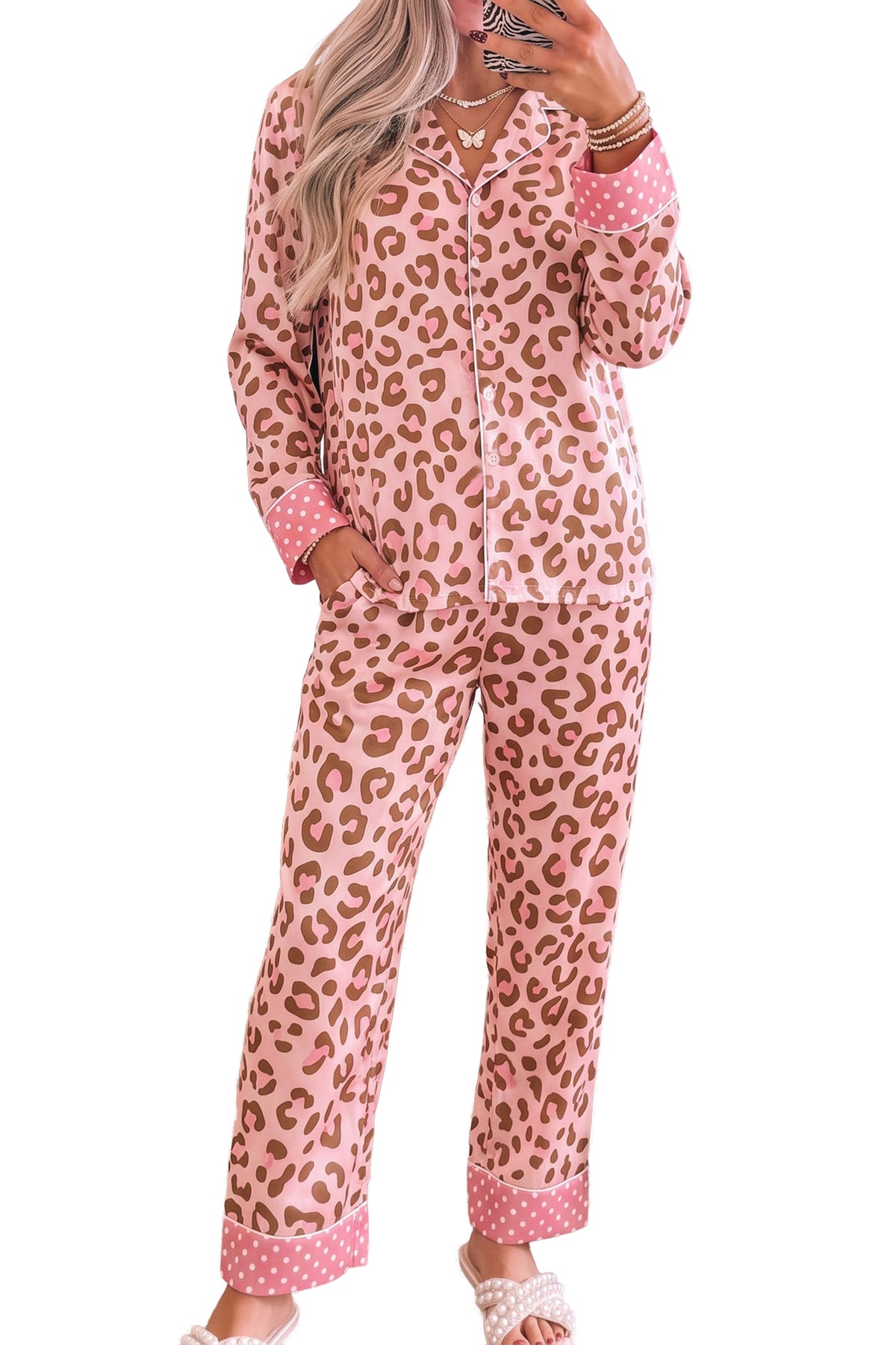 Pink Leopard 2pcs Pajama Set