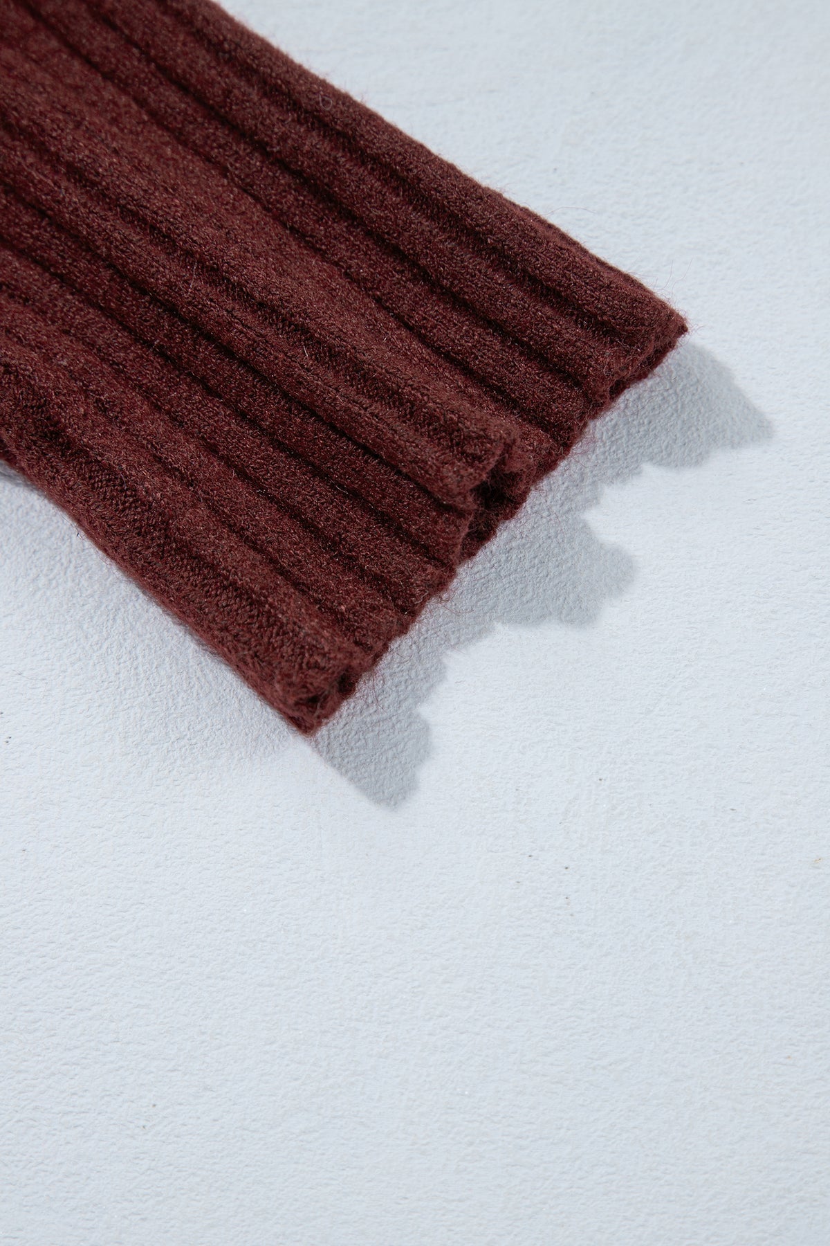 Ribbed Trim High Neck Short Sleeve Sweater