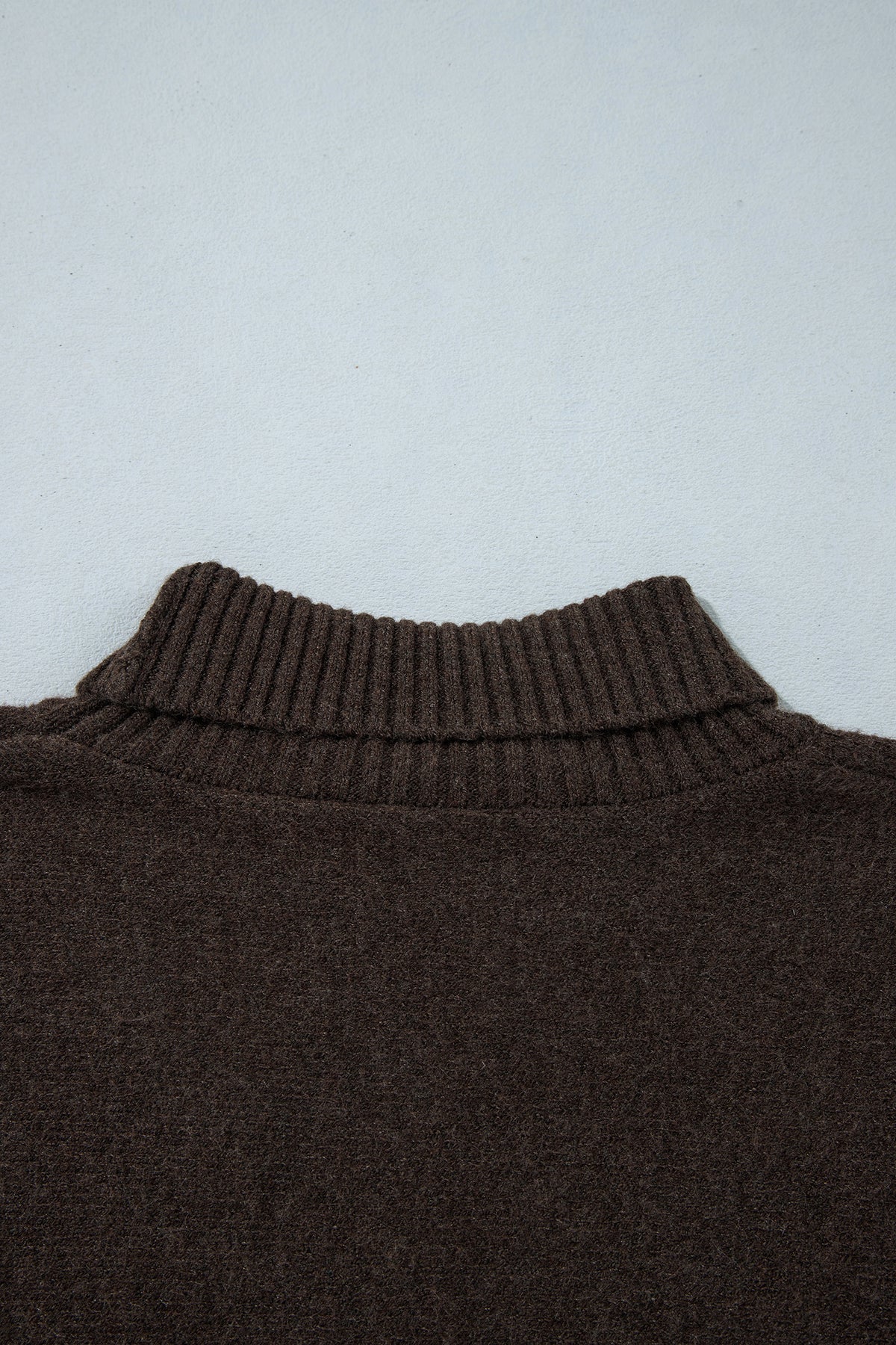 Ribbed Trim High Neck Short Sleeve Sweater