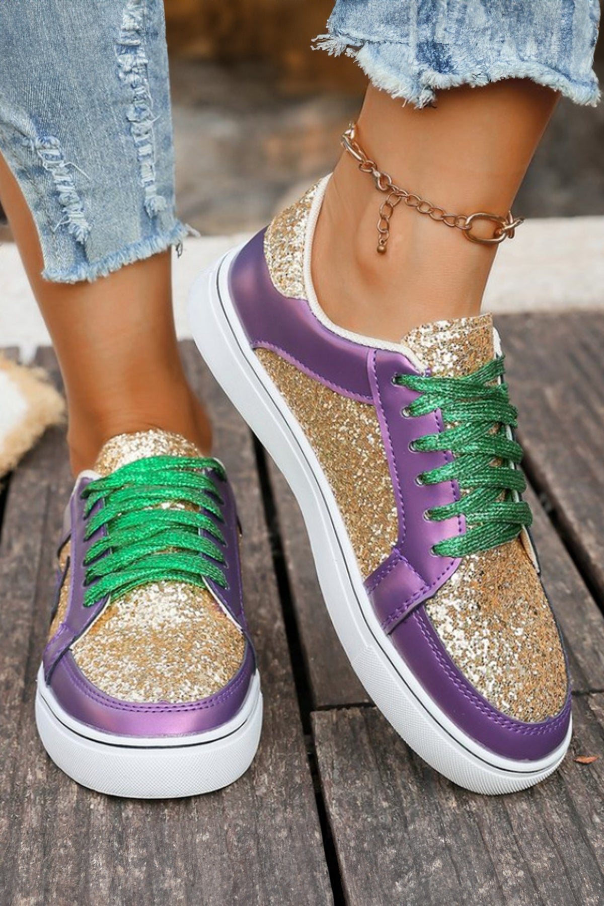 Dearlove Glitter Star Lace-up Sneakers
