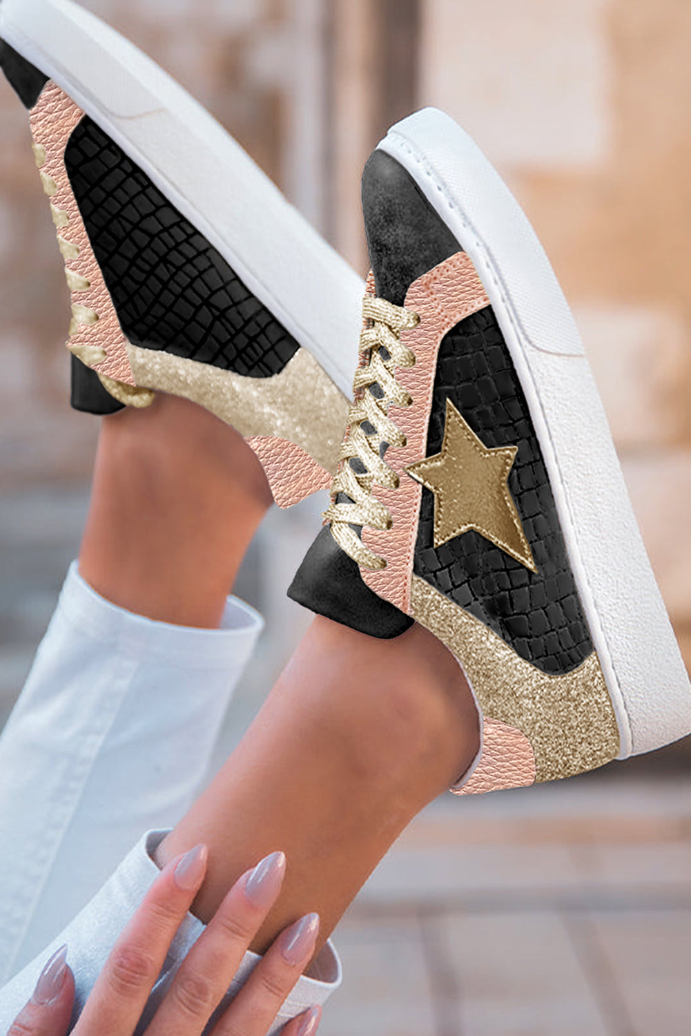Dearlove Glitter Star Lace-up Sneakers