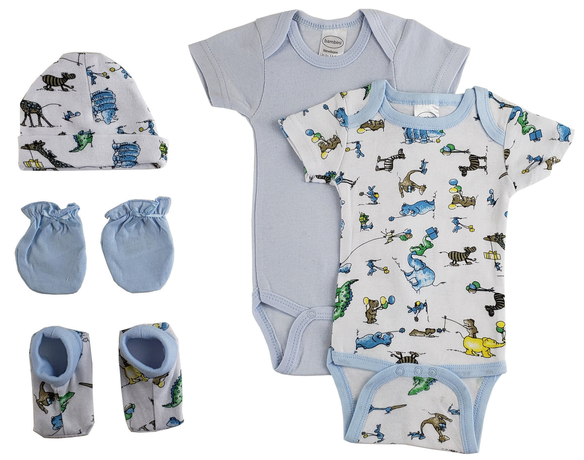 Newborn Baby Boys 5 Pc Layette Set