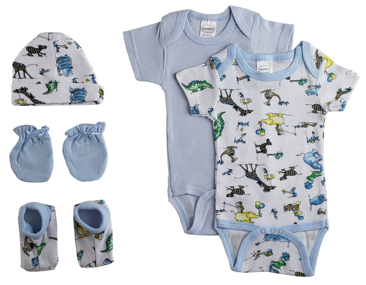 Newborn Baby Boys 5 Pc Layette Set