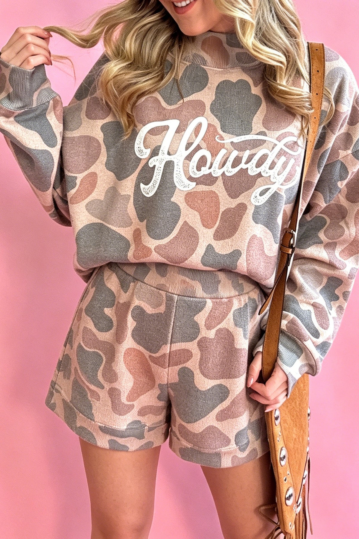 Howdy Camouflage High Neck Top and Shorts Set