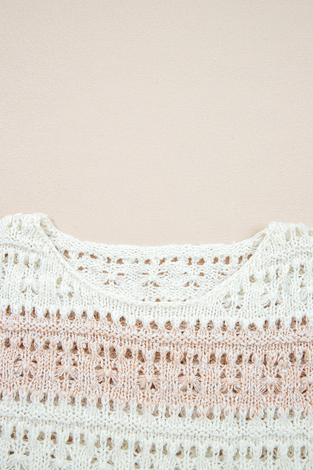 Pink Hollow-out Drop Shoulder Sweater