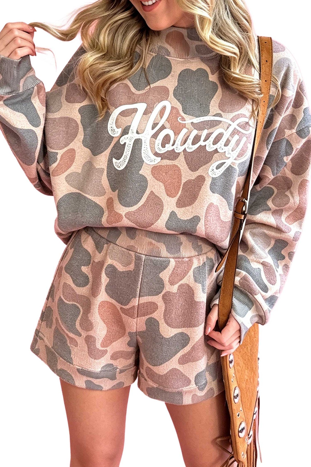 Howdy Camouflage High Neck Top and Shorts Set