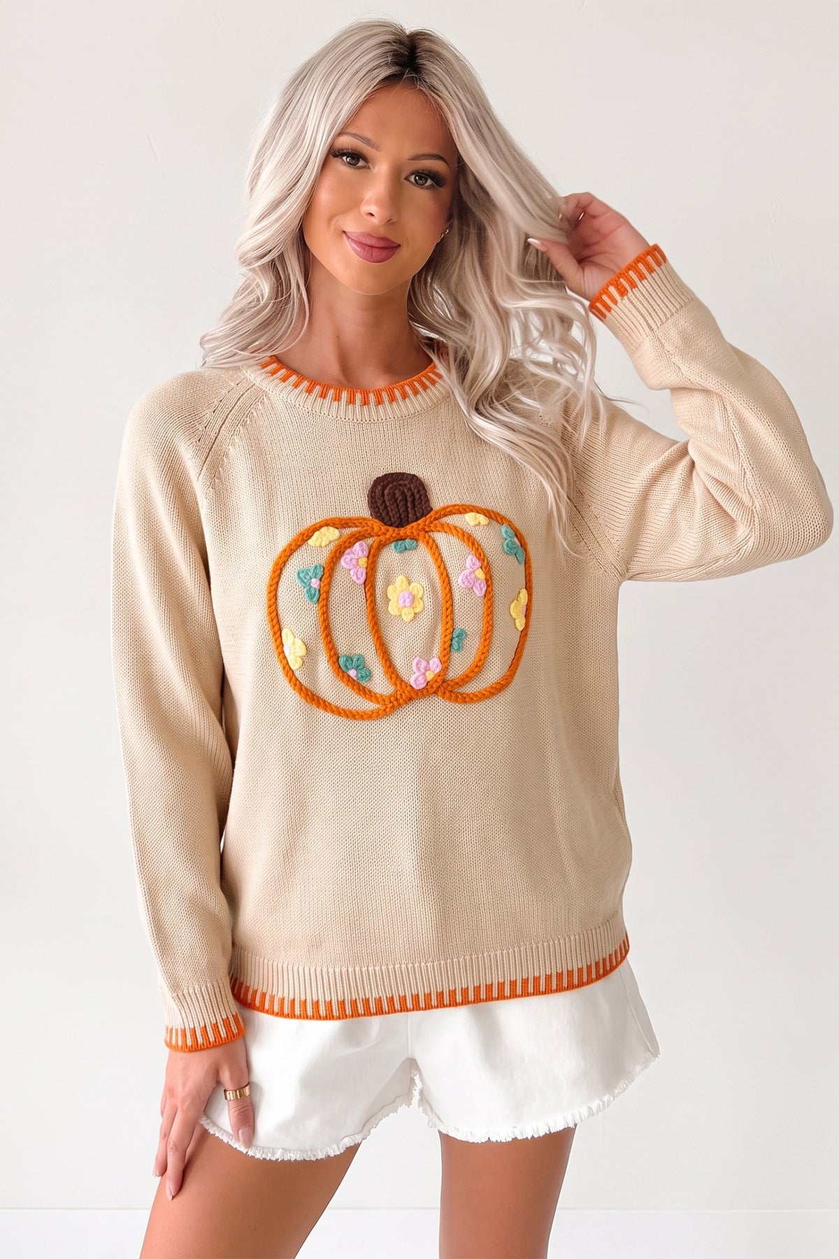 Embroidery Pumpkin Sweater