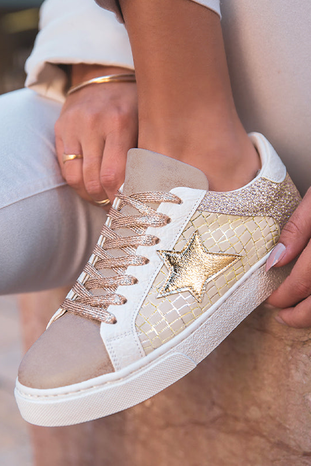 Dearlove Glitter Star Lace-up Sneakers