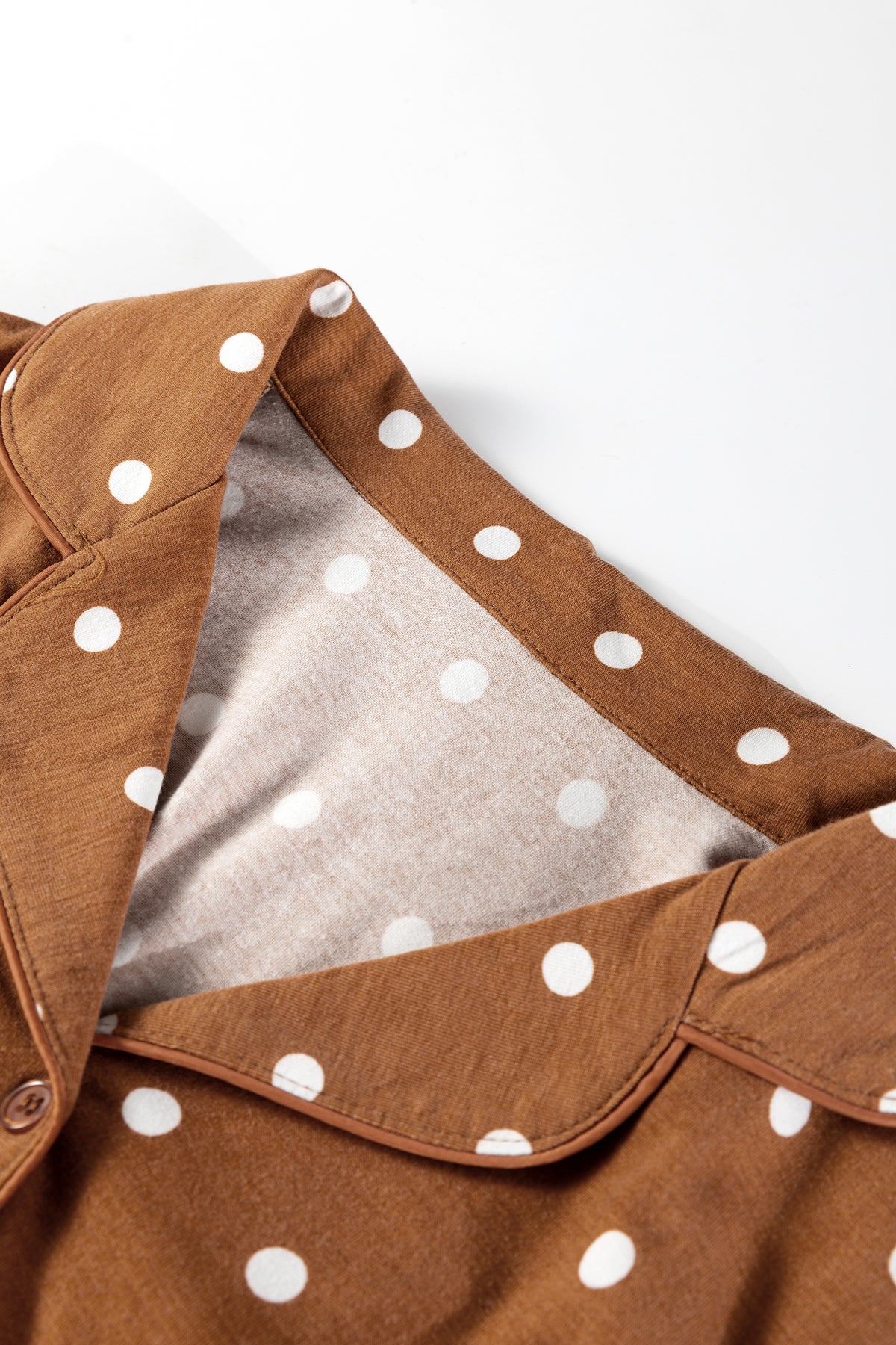 Brown Polka Dot 2pcs Pajama Set